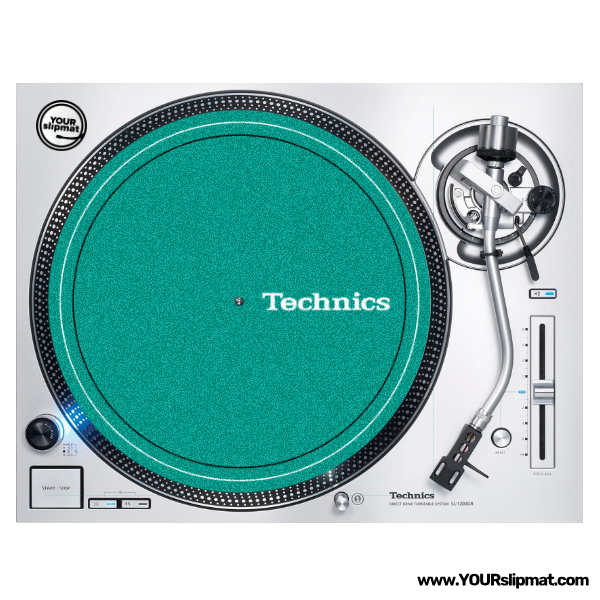 Technics x White on Bluegreen slipmat (12")